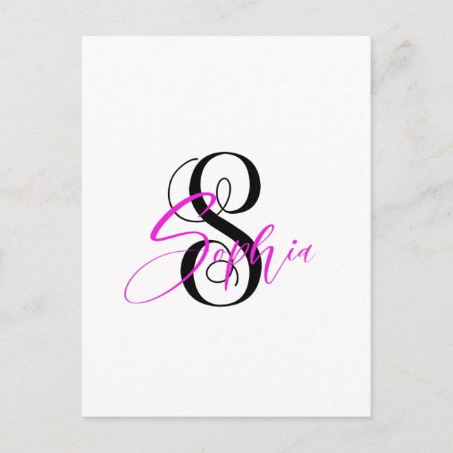 Sophia Personalised names Black pink gifts Postcard (Front)