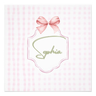Sophia Personalized Pink Bow & Gingham Print