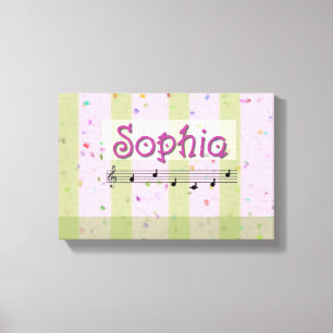 Sophia Pink Green Musical Name Canvas Print
