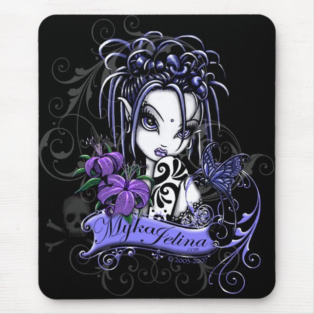 Sophia Purple Lilly Gothic Tattoo Faery Butterfly Mouse Mat (Front)