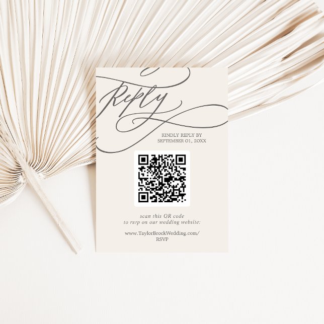 SOPHIA QR Code Beige Cream Modern Fancy Wedding RSVP Card (SOPHIA QR Code Beige Cream Modern Fancy Wedding RSVP Card)
