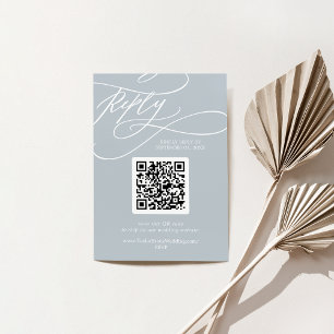 SOPHIA QR Code Coastal Blue Boho Chic Wedding RSVP Card