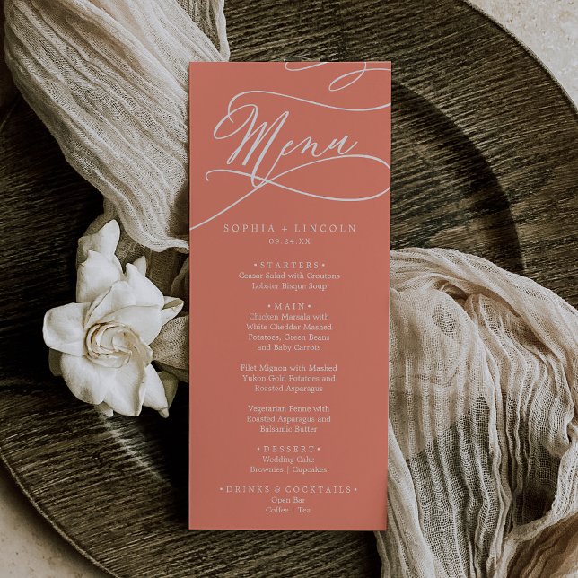 SOPHIA Romantic Bright Coral Summer Wedding Menu (SOPHIA Romantic Bright Coral Summer Wedding Menu)