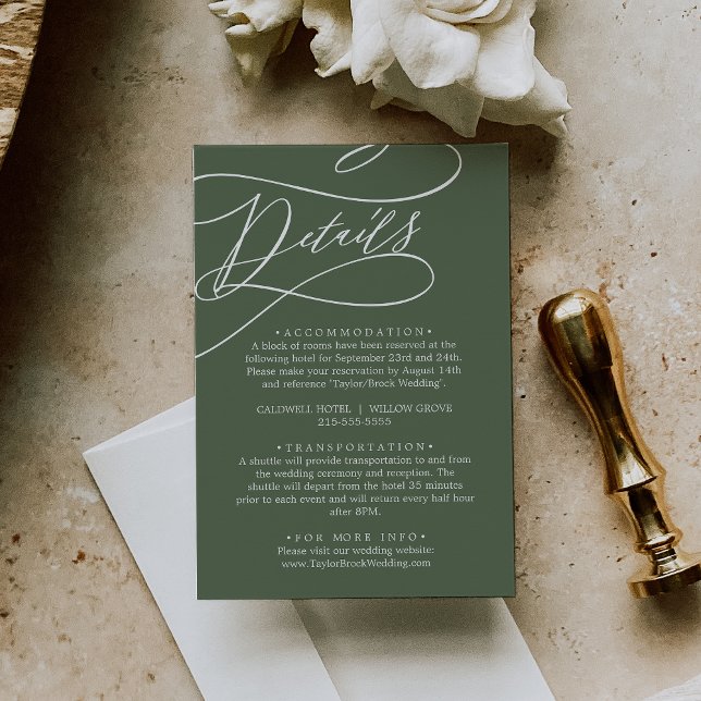 SOPHIA Rustic Woodland Olive Green Wedding Details Enclosure Card (SOPHIA Rustic Woodland Olive Green Wedding Details Enclosure Card)