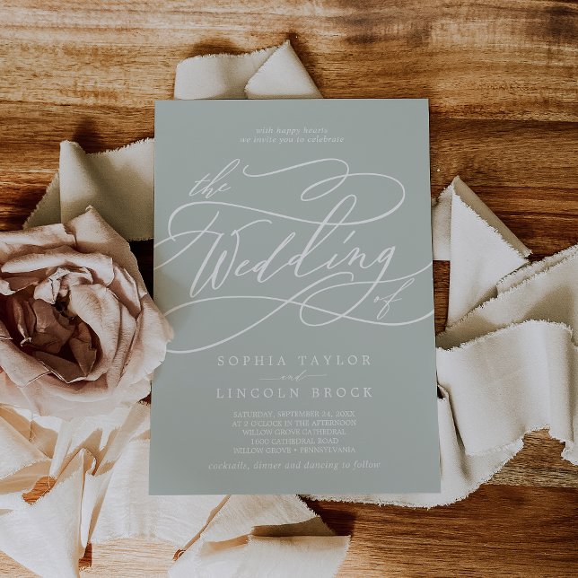 SOPHIA Sage Grey Modern Classic Elegant Wedding Invitation (SOPHIA Sage Gray Modern Classic Elegant Wedding Invitation)
