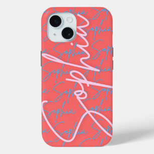 Sophia Signature Name Pattern Design iPhone 15 Case