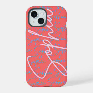 Sophia Signature Name Pattern Design iPhone 15 Case