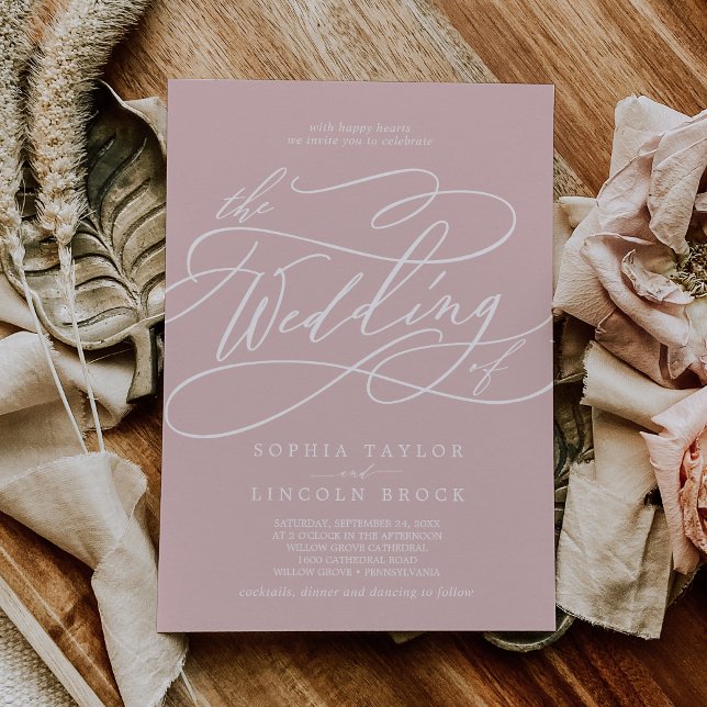 SOPHIA Simple Elegant Classic Blush Pink Wedding Invitation (SOPHIA Simple Elegant Classic Blush Pink Wedding Invitation)