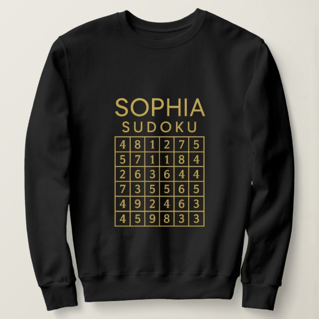 SOPHIA Sudoku Puzzle – Golden Grid Tee (Design Front)