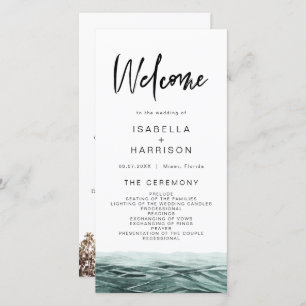SOPHIA Tropical Beach Ocean Palm Wedding Program Thank You Card