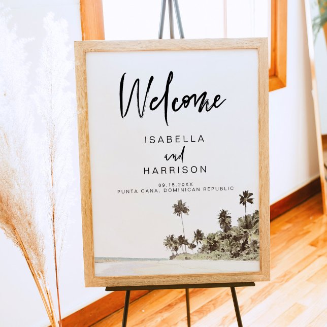 SOPHIA | Tropical Beach Palm Tree Wedding Welcome Poster (Creator Uploaded)