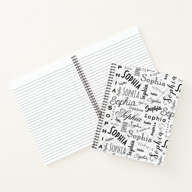 Sophia Typography Black White Notebook (Inside)