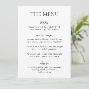 Sophia White Modern Wedding Menu