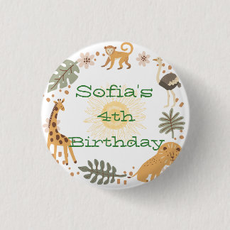 Sophia's Jungle Animal Party 3 Cm Round Badge