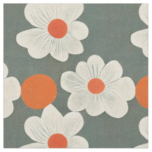 SOPHIE collection   Mid-century white flowers Fabric