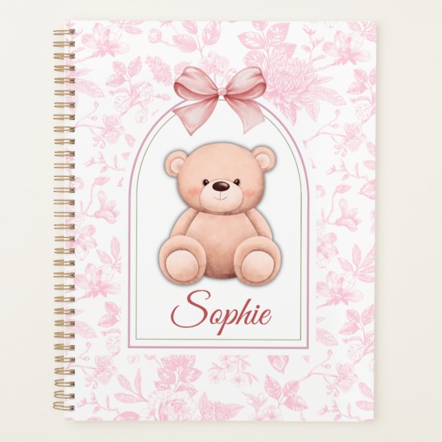 Sophie | Custom Pink Teddy Bear Nursery Design  Planner (Front)