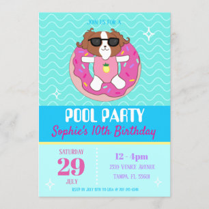 Sophie Dog Pool Party Invitations