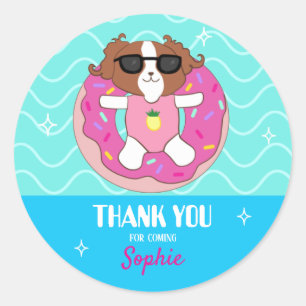 Sophie Dog Pool Party Thank You Stickers