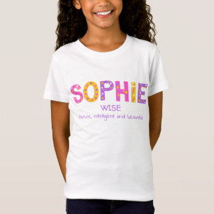 Sophie girls name meaning pink purple flower star T-Shirt