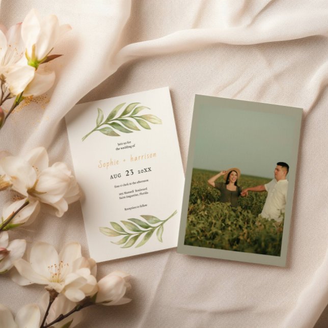  SOPHIE Greenery Wedding Invitation Template (Creator Uploaded)