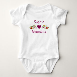 Sophie Hearts Loves Grandma Twins Flowers Birds Baby Bodysuit