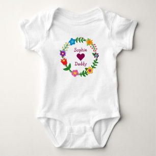 Sophie Loves Daddy Elegant Flowers Personalise Baby Bodysuit