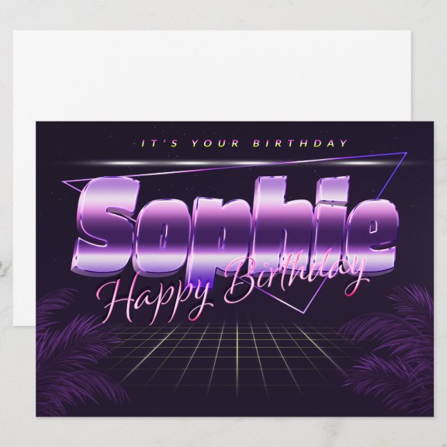 Sophie Name First name pura retro card Birthday (Front/Back)