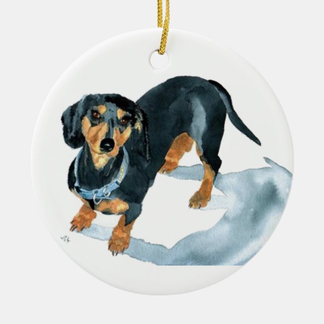 Sophie the Dachshund Ceramic Tree Decoration (Front)