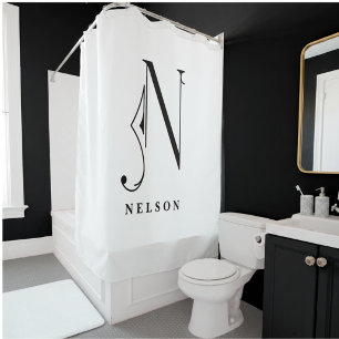 Sophisicated and Elegant Monogram N Custom Shower Curtain