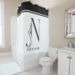 Sophisicated Black & White  Monogram N Shower Curtain