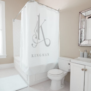 Sophisicated Grey with Elegant Monogram K Custom Shower Curtain