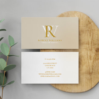 Sophistic Elegant Professional Monogram Beige Business Card