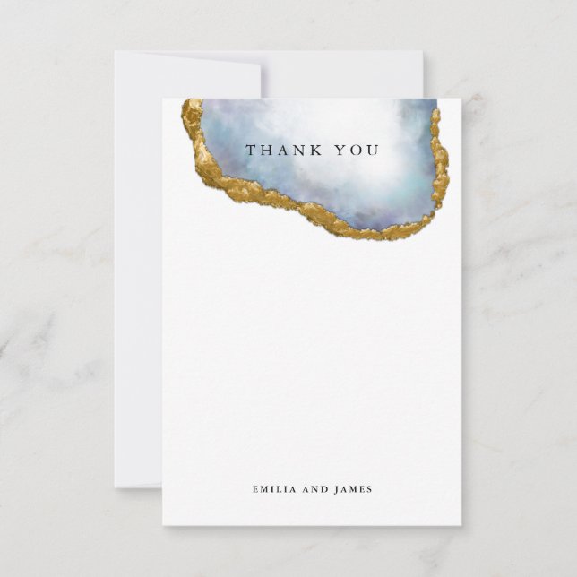 Sophisticate Agate Pearl Golden Wedding Photo Thank You Card (Front)