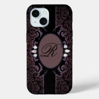 Sophisticate purpleDamask vintage monogram