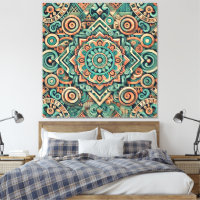 SophisticateAztec Inspired Teal Terracotta Pattern