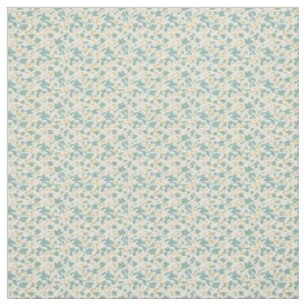 Sophisticated 1940s Dusty Teal and Mustard Floral Fabric