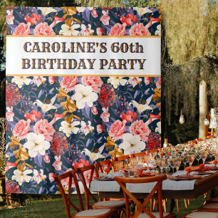 Sophisticated 60th Birthday Floral Backdrop Tapestry