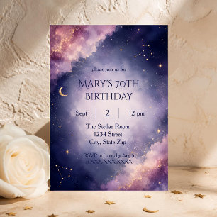 Sophisticated 70th Birthday Invitation Celestial