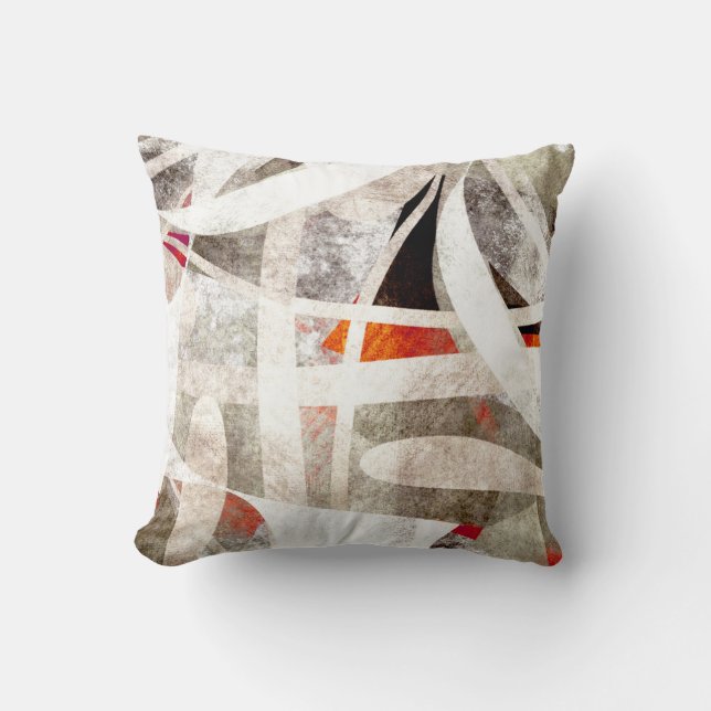 sophisticated  abstract art modern grey boho cushion (Front)