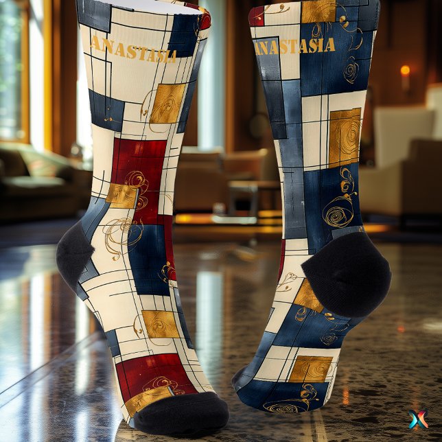 Sophisticated Abstract Socks: Retro Geometric Desi Socks (Creator Uploaded)