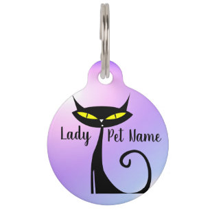 Sophisticated and Elegant Cartoon Cat Pet Tag