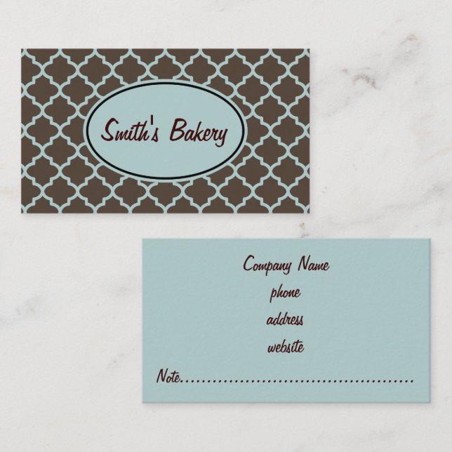 Sophisticated Aqua Brown Business Card (Front/Back)