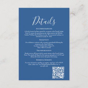 Sophisticated Azure Wedding Details Enclosure Card