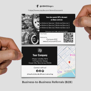 Sophisticated B2B Services QR Code Black & White Referral Card