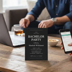 Sophisticated Bachelor Party Invite QR Code RSVP