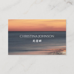 Sophisticated Beach Sunset Chinese Bilingual Business Card