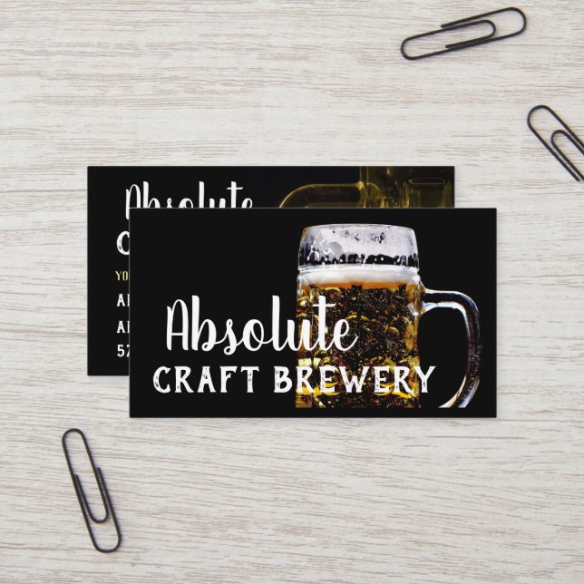 Sophisticated Beer Mug Craft Brewery Business Card (Front/Back In Situ)
