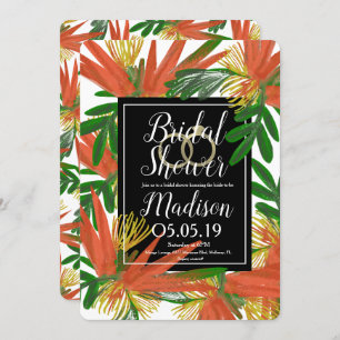 Sophisticated Bird of Paradise Ring Bridal Invitation