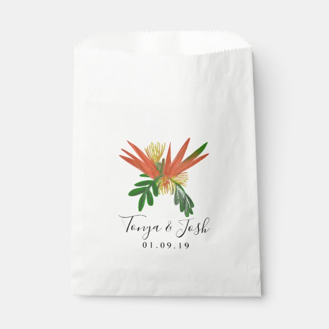 Sophisticated Bird of Paradise Tropic Bridal Favour Bags (Front)
