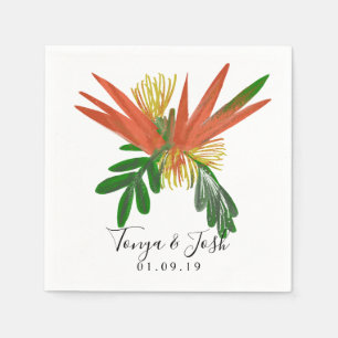 Sophisticated Bird of Paradise Tropic Wedding Napkin